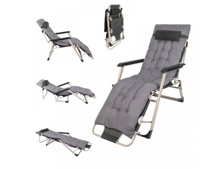 B.LIVEM Bain de Soleil Chaise Longue de Jardin Coussin avec Coussin XXL Pliable Résistant Chaise Longue Pliante Dossier Réglable