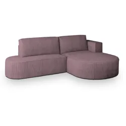 ECKSOFA CORTIO P R-S Lila Kordstoff mit Schlaffunktion
