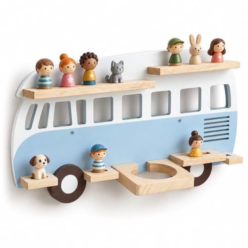 Relaxdays Toniebox-rek voor kinderen, blauw, wandmontage, MDF en grenenhout