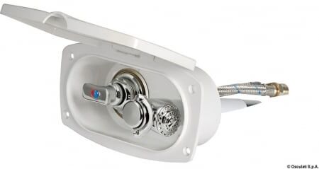 Osculati Box doccia New Edge con miscelatore e doccia a pulsante Mizar Box doccia New Edge crema tubo PVC 2,5 m uscita posteriore