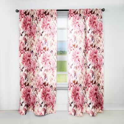 DESIGN ART "Designart ""Soft Pink Peony Bouquet Garden"" Floral Printed Art Curtain For Bedroom"