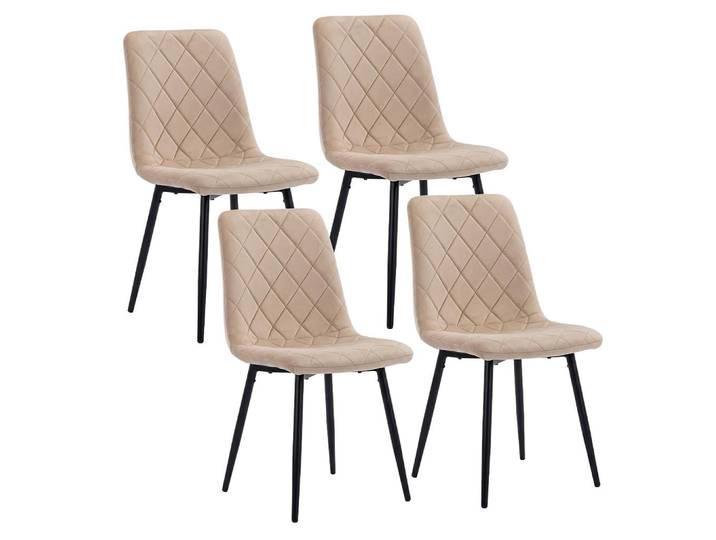 Relaxdays Esszimmerstuhl Beige 4er-Set Samt Metallbeine, Holz, Textil, Metall, 18.08 kg, 43x86x53.5 cm, Esszimmer, Stuhl