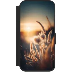 Nivocase Klapphülle für Apple iPhone 15 Pro Handyhülle aus Kunst Leder NIVOflip schwarz Natur Sonne (Apple iPhone 15 Pro), Smartphone Hülle, Schwarz