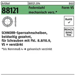 Schnorr, Schraubenzieher, Sperrzahnscheibe R 88121 beidseitig gezahnt VS 10 x16 x1,5 Federstahl mechanisch verzinkt