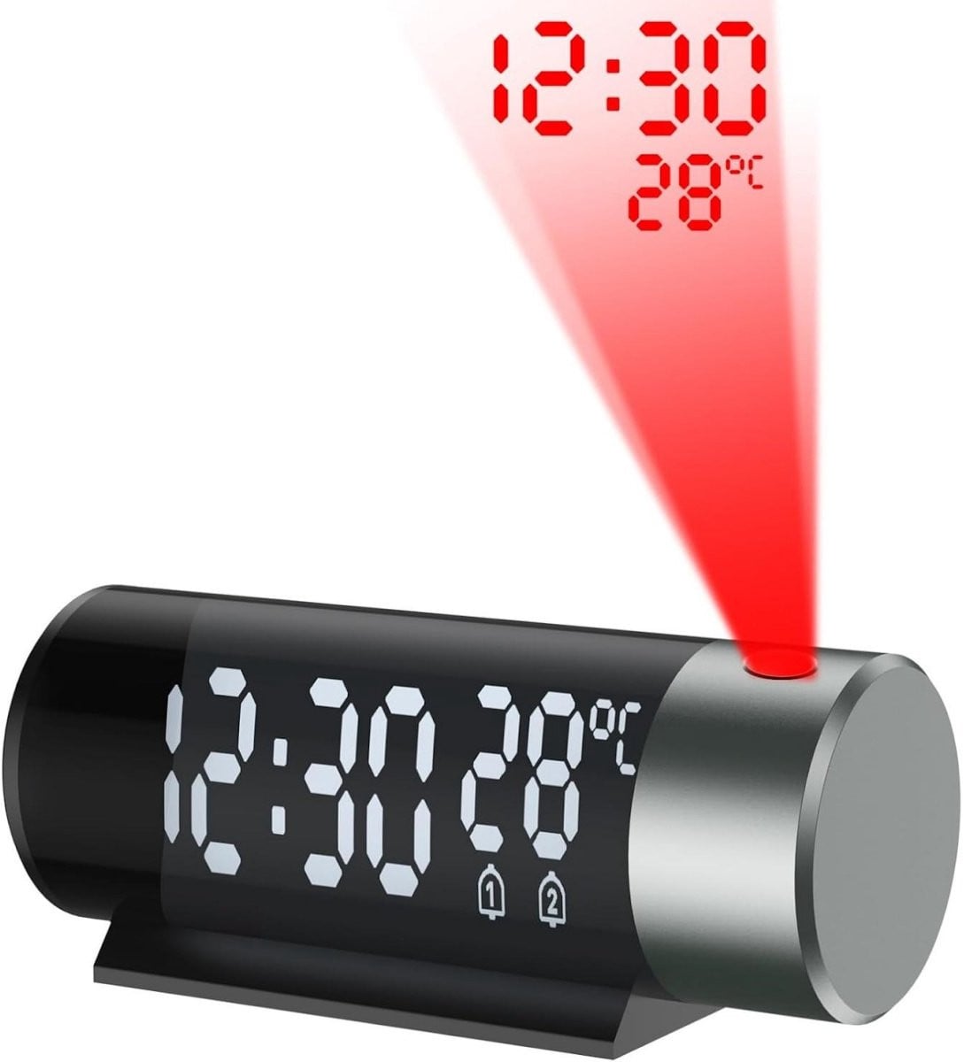 GelldG Digitale Projectie Wekker met Snooze Functie en Dubbel Alarm