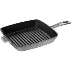 Staub Grillpfanne quadratisch, Schwarz, 26x26 cm, Pfanne + Kochtopf, Schwarz