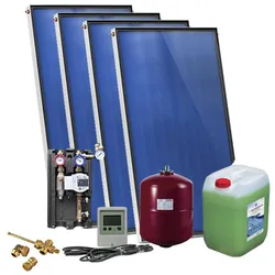 Solarpaket SUNEX für Brauchwasser mit 4x AMX 2.51 Flachkollektoren, 10,04m2, ohne Speicher
