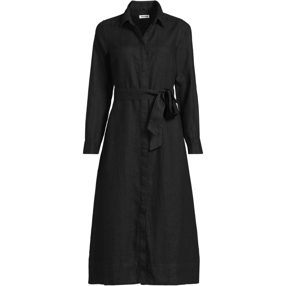 Premium Reinleinen-Midikleid für Damen in Plus-Größe, Damen, size: plus, Schwarz, by Lands' End