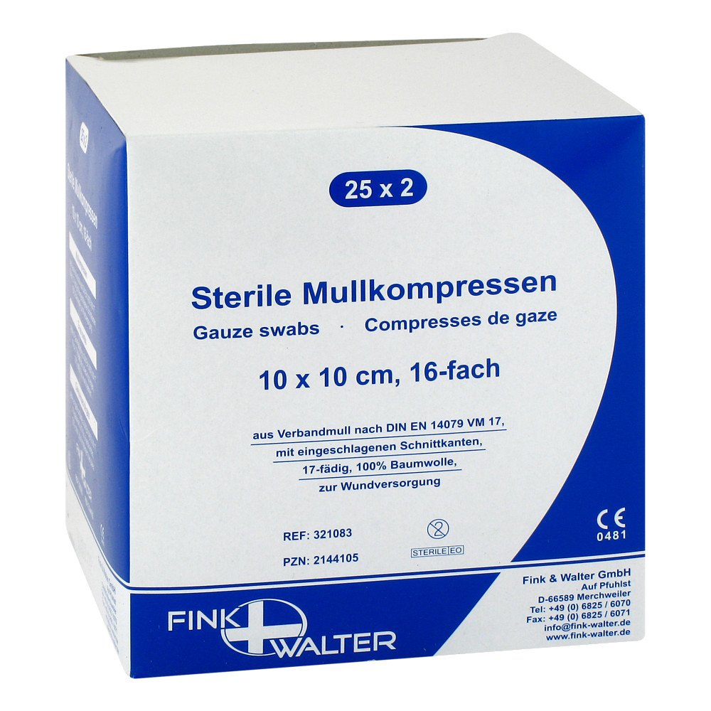 Fink & Walter GmbH Mullkompressen 10x10 cm steril 16fach 02144105