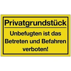 Hinweiszeichen Privatgrundstück L400xB250mm gelb schwarz Ku.