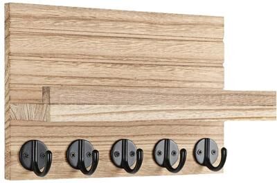 Perfect Picks Market Rustic Key Holder For Wall With Shelf, Mail Organizer & Wooden Hooks For Entryway a
