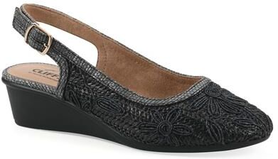 Women's Boris Slingback Wedge by Cliffs in Black Fabric (Size 8 M)