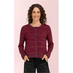 Alpaka-Strickjacke in Jacquard pflaume in Größe 40/42 von DW-Shop, Pflaume, 40/42