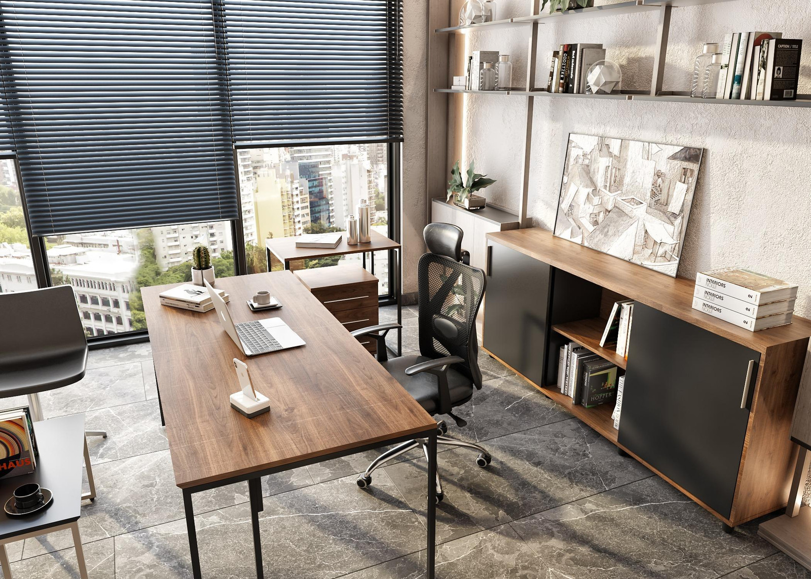 Stijlvolle Designer Chef Bureau Set met Consolletafel voor Home Office
