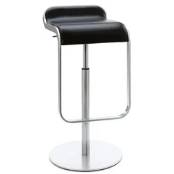 Barhocker Lem Lapalma Sitz Leder schwarz, Designer Shin, Tomoko Azumi, 37x63-75x42 cm