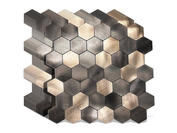Carreaux adhésifs cuisine en métal brossé - 4 mm d'épaisseur protection crédence auto-adhésive - lot de 10 feuilles