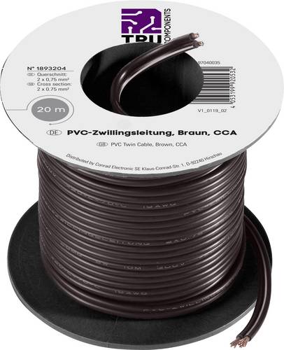 TRU Components 1570890 Litze 2 x 0.75mm² Schwarz 20m