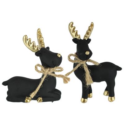 Dekofigur I.GE.A. "Tierfigur Elch", schwarz, B:7cm H:8cm, Polyresin, Dekofiguren, Figur Rentier Skulptur Statue Weihnachtsdeko Hirsch Dekohirsch Advent
