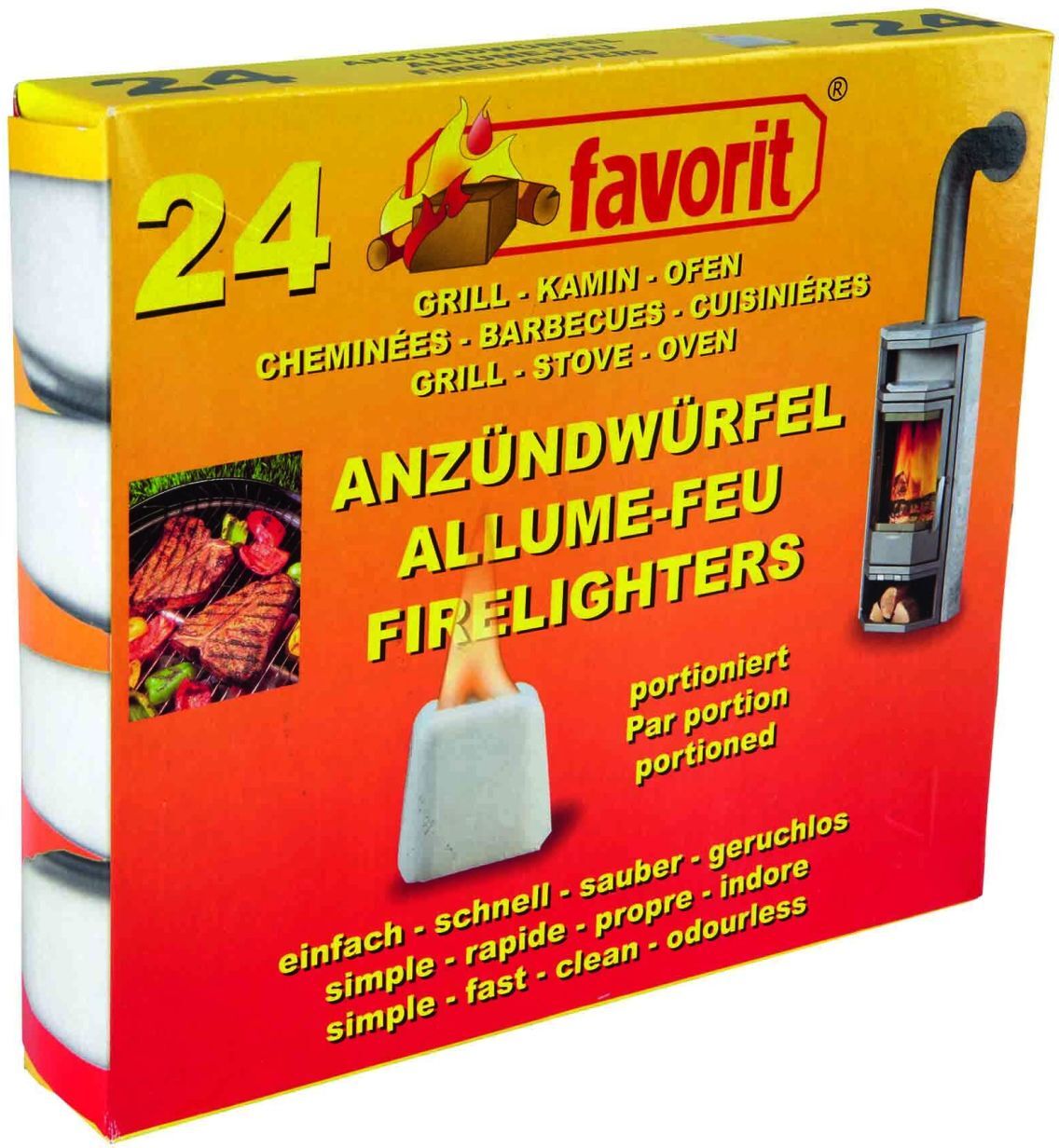 Favorit Anzündwürfel einzeln portioniert im Tray 24 Stück