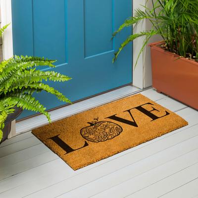 Evergreen "Jacobean Pumpkin Coir Door Mat, ""Love"", 28"" x 16"" - 28"" x 16"""
