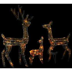 vidaXL LED-Rentier-Familie Weihnachtsdeko Acryl 300 LED Bunt