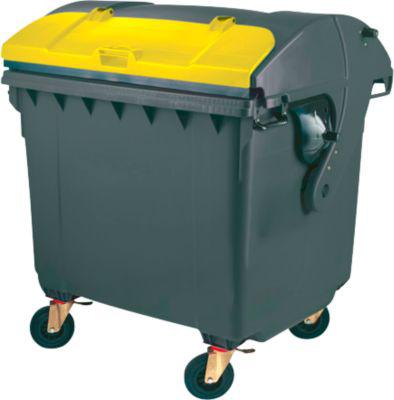Müllcontainer MGB 1100 RD, Kunststoff, Runddeckel, 1100 l, schwarzgelb