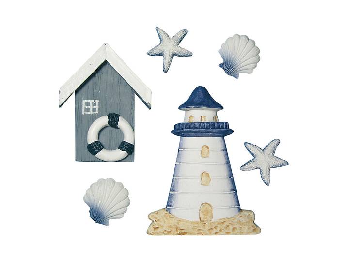 Rayher Polyresin-Streuteile Strandhaus 2-8 cm 6 Stück