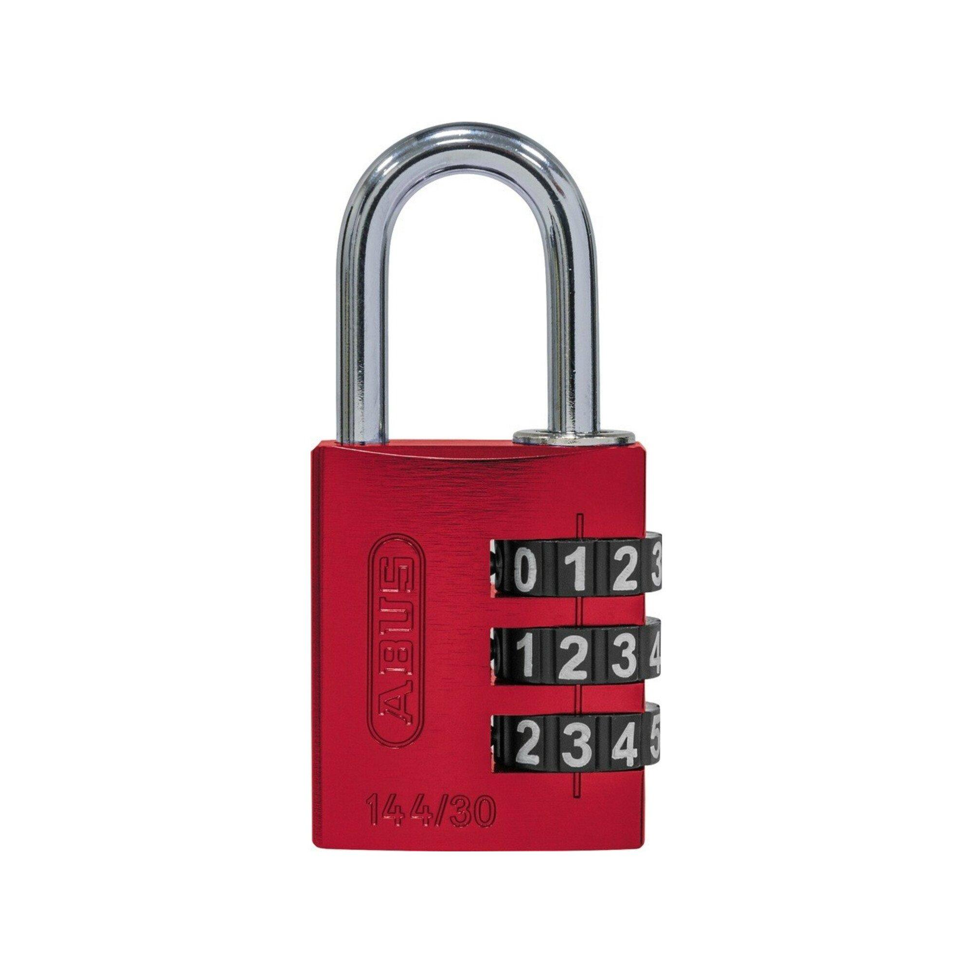 ABUS Zahlen-Vorhangschloss 144/30 Lock-Tag Aluminium, rot (80924)