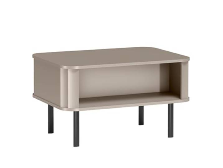 Komodee Couchtisch SECHELT - Grau - Integriertes Regal - Metallbeine - 92 x 40 x 67 cm