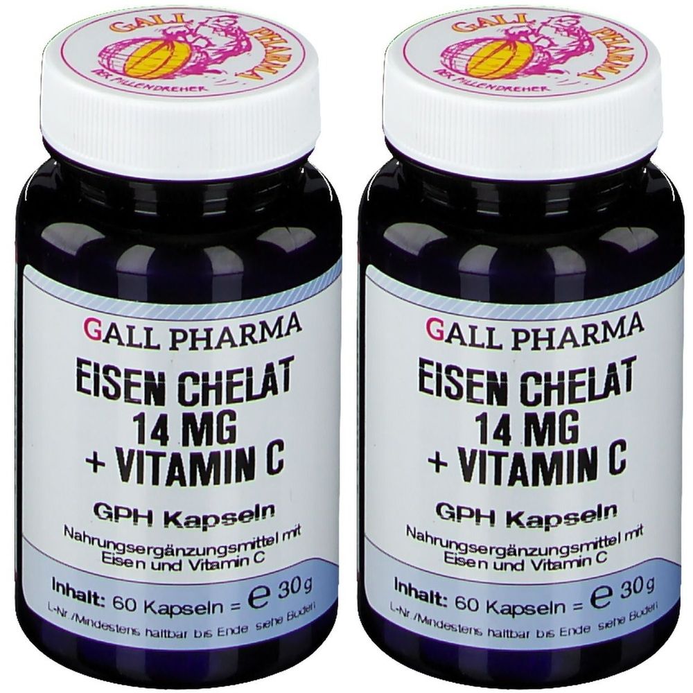 Eisen Chelat 14 mg+Vitamin C GPH Kapseln 2x 2x60 St