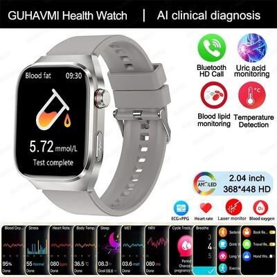 Inspired Finds Advanced Health Monitoring Smartwatch With ECG PPG, Uric Acid Tracking And Bluetooth Calling silver