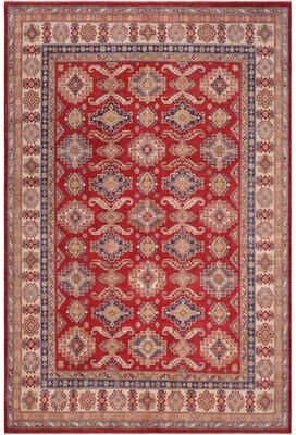 Treasured Knots Rustic Kazak Haylee Red/Beige Wool Rug - 9'0'' x 11'6''