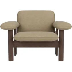 Brasilia Bouclé Sessel niedrig beige auf dunklen Eichenbeinen