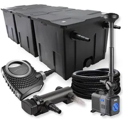 SunSun, Brunnen + Gartenteich, 3-Kammer FilterSet 90000l 18W UVC Teich Klärer NEO8000 70W Schlauch Springbrunne