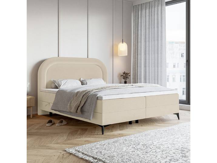 Boxspringbett Loreo 180 x 200cm Samt Velina Beige