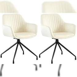 DELUKE 2er Set Esszimmerstuhl MILON - Samt Creme 58x58x81 cm | Essstühle Esszimmerstühle Küchenstühle Wohnzimmerstühle