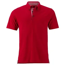 Polo-Shirt Trachtenlook "JN716" - M - red/red-white