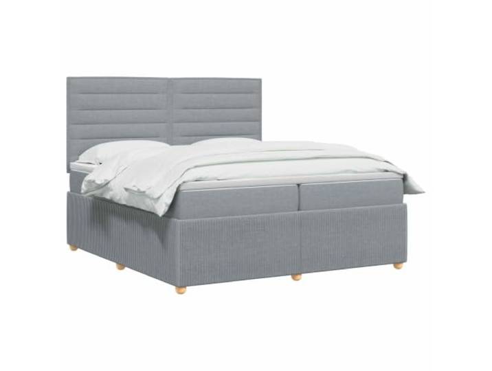 vidaXL LED Boxspringbett mit Matratze Hellgrau 200 x 200 cm Stoff LED-Beleuchtung für modernen Charme, Verstellhöhe des Kopfteil, Taschenfederkernmatratze für Anpassung