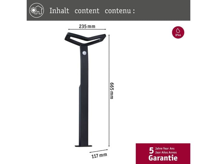 Paulmann LED-Sensor-Wegeleuchte Alara, anthrazit, 67 cm IP44 Alara, schwarz, Metall, Modern