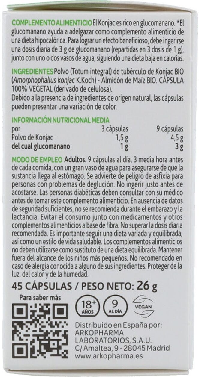 Arkopharma Arkocápsulas Konjac BIO 45caps