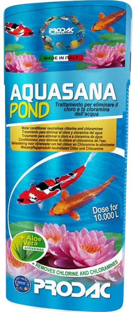 500 ml Prodac Aquasana Pond Biocondizionatore Elimina Cloro con Aloe Vera per Laghetto Carpe Koi Pesci Rossi Formato per 10.000 litri d'Acqua
