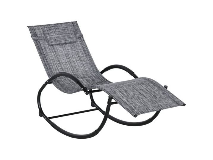 Chaise longue à bascule - Outsunny - avec tétière - utilisation extérieure intérieure - gris chiné