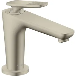 hansgrohe AXOR Citterio C Einhebel-Waschtischmischer 90, mit CoolStart für Handwaschbecken und Ablaufgarnitur, Cubic cut, 49021820, Farbe: Brushed Nickel