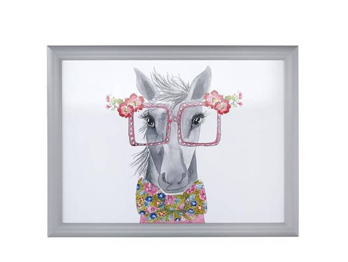 Mikasa x Tipperleyhill Laptray, Bedrukt dienblad met beklede bodem, rechthoekig dienblad om op te eten, lezen & schilderen, Paardenprint, 44cm, Uniek relatiegeschenk