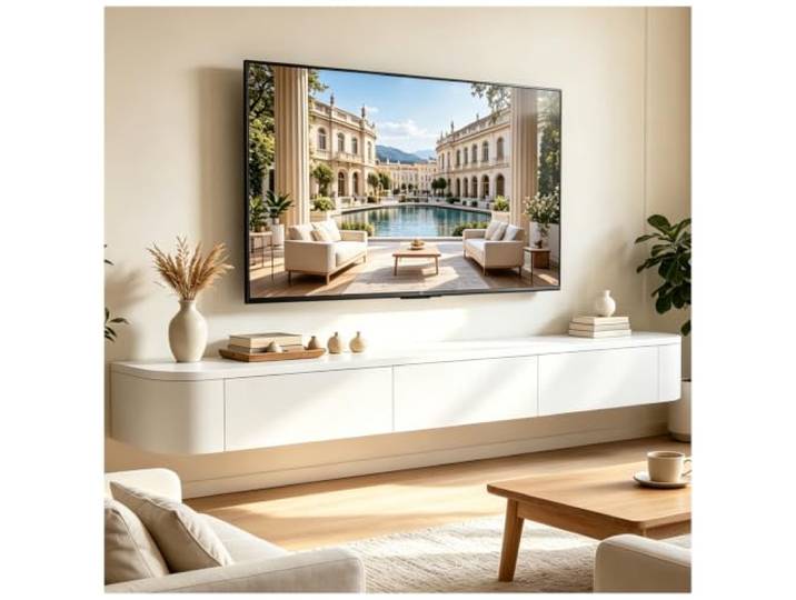 ASKLFNEI Weiß TV Schrank Schweben,160cm TV Board Hängend,mit 2 Schubladen & 1 Klappen,TV Lowboard Mit Kabelmanagement, TV Tisch für Wohnzimmer und Esszimmer,Einfache Montage