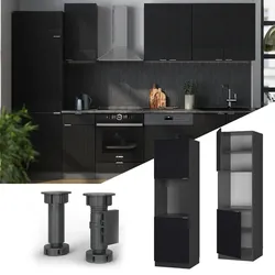 Vicco Vorratsschrank Fame-Line Anthrazit Schwarz gestreift 60 cm 2 Türen