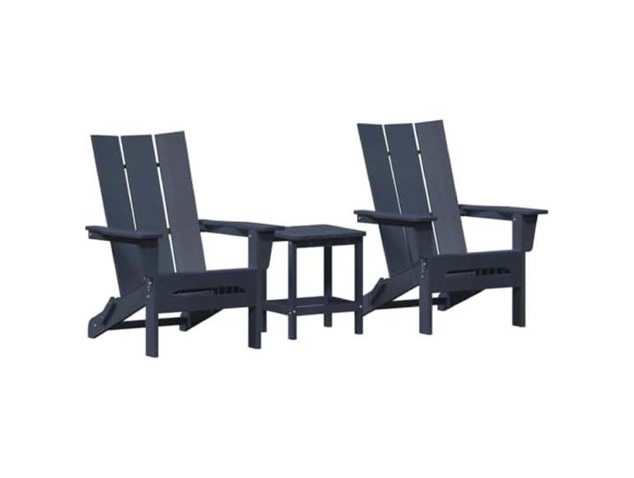Favemtsl 3-teiliges Gartenmöbel Set Marineblau aus Polyethylen Modernes Set aus 2 Gartensesseln und 1 Beistelltisch für Terrassen, Balkone und Gärten mit bequemen Armlehnen.