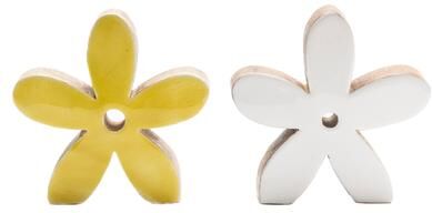 IH Casa Decor Mango Wood Enamel-Coated Décor Flower Asstd - Set of 2