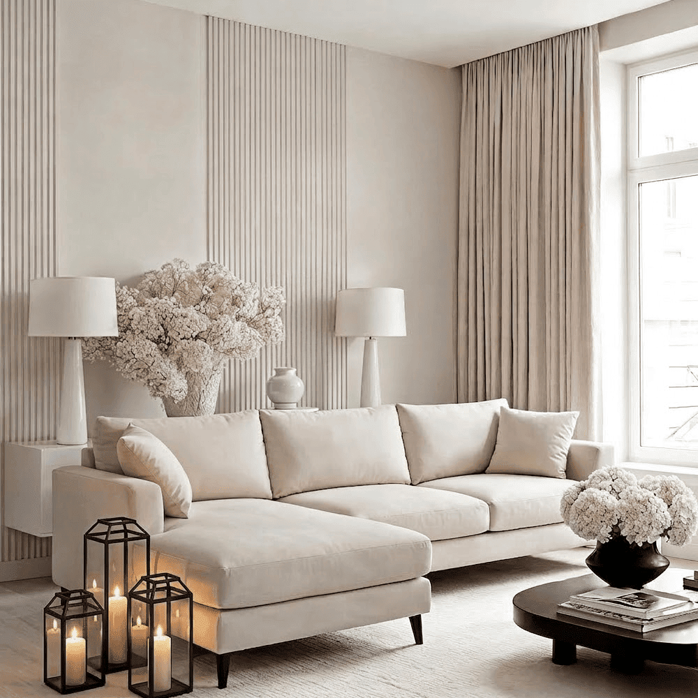 Genevieve Cream Velvet Large Chaise End Sofa - Left Hand Facing