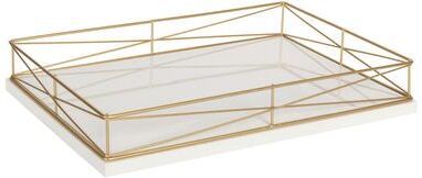 Kate and Laurel Mendel Modern Decorative Tray with Metal Rim - 12x16.5